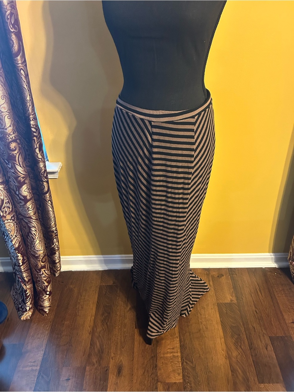 Mossimo Supply Co. Black and Brown Striped Maxi Skirt